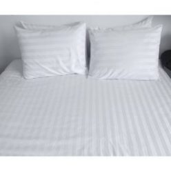   Hotel white Exclusive Damask satin 1 cm wide stripes, blended fibre bias duvet cover 1 cm - 140x200 cm + 30 cm bias   